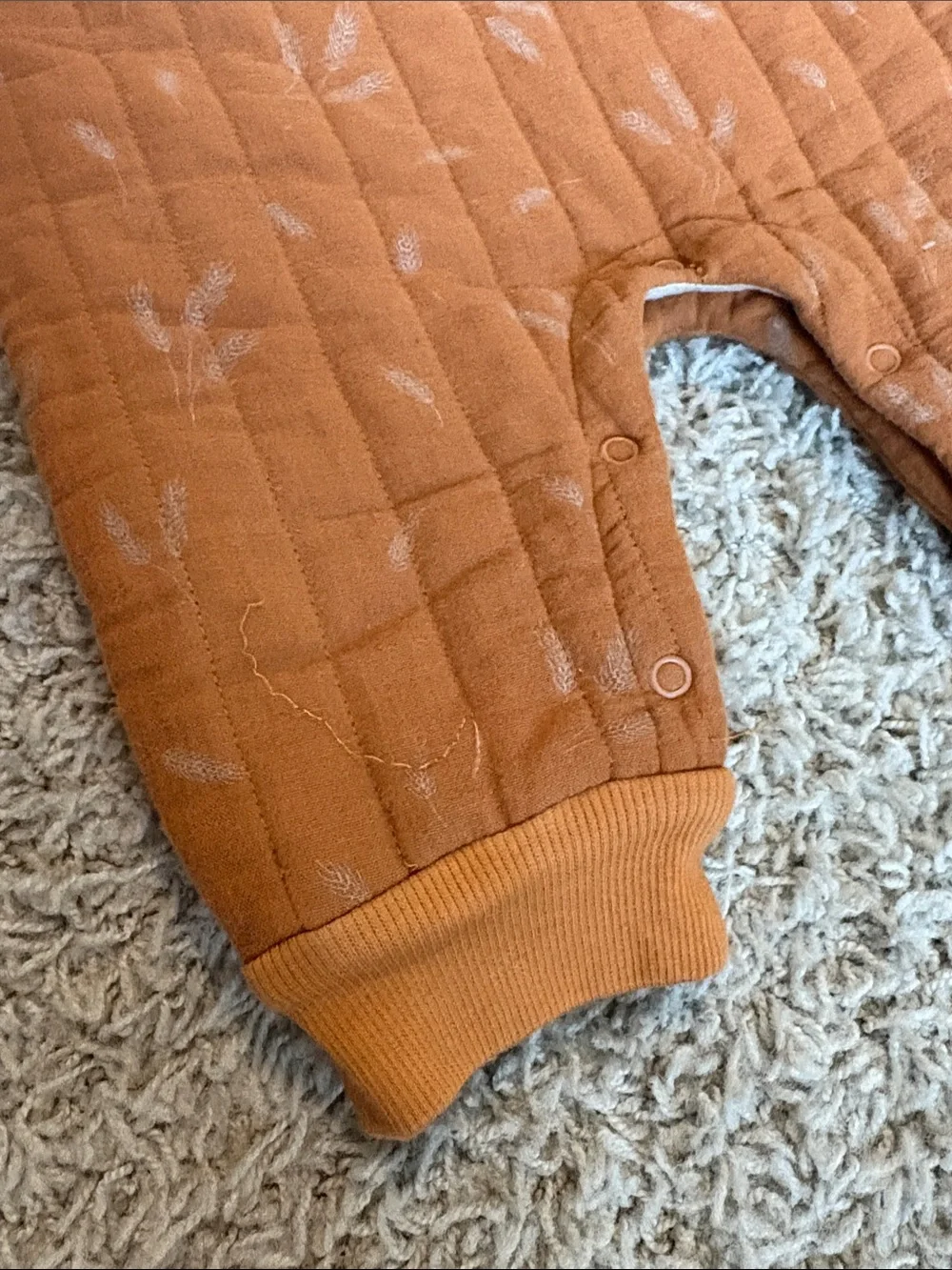Quilted Sleeveless Baby One-Piece in Rust